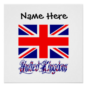 Póster Bandera británica del Reino Unido personalizada en