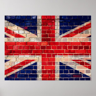 Póster Bandera BRITÁNICA en un poster de la pared de