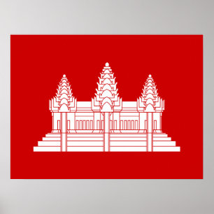 Póster Bandera camboyana / jemer de Angkor Wat