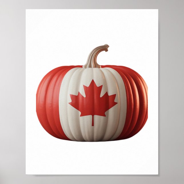 Póster Bandera Canadiense Calabaza Maple Leaf Acción de G (Frente)