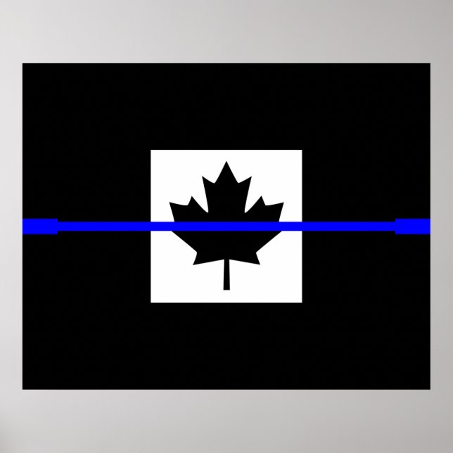 Póster Bandera canadiense de delgada línea azul (Frente)