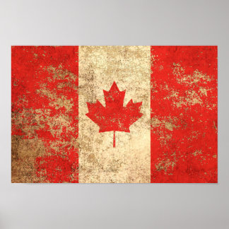 Póster Bandera canadiense de edad avanzada dura