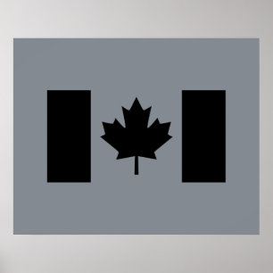 Póster Bandera canadiense en gráfico negro