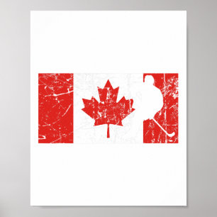 Póster Bandera canadiense - Hockey sobre hielo