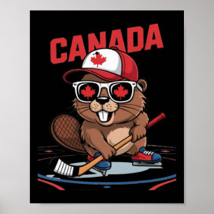 Póster Bandera canadiense Hoja de Arce Castor Palo de Hoc