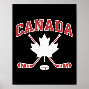 Póster Bandera Canadiense Hoja de Arce Hockey Día de Cana
