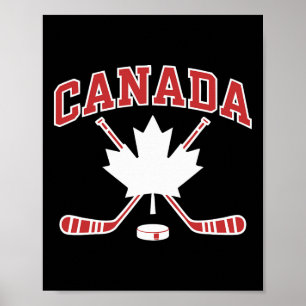 Póster Bandera canadiense hoja de arce hockey día de Cana