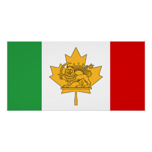 Póster Bandera canadiense iraní del león y el sol