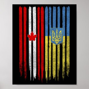 Póster Bandera canadiense ucraniana Canadá Ucrania