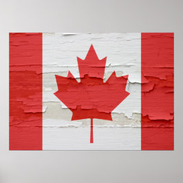 Póster Bandera canadiense Weathered