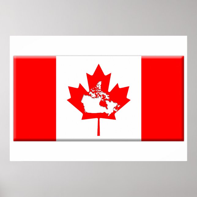 Póster Bandera canadiense y forma de país (Frente)