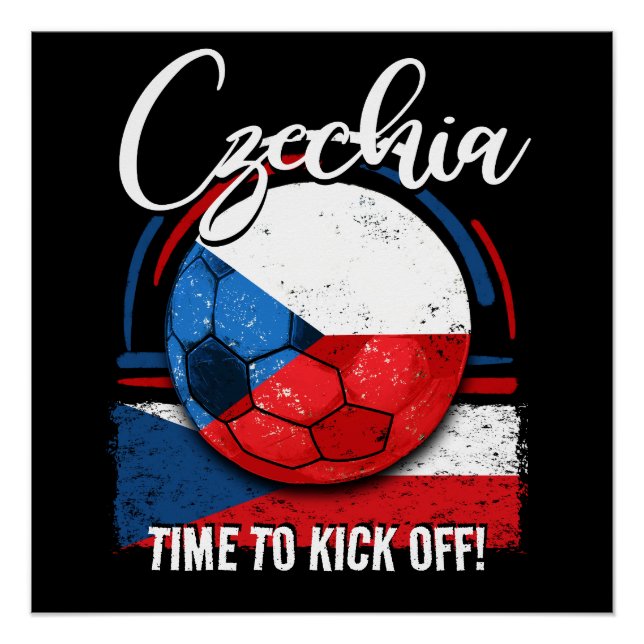 Póster Bandera checa de fútbol, vintage retro (Anverso)