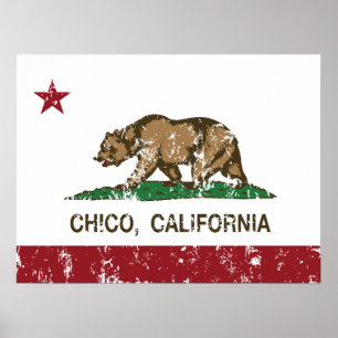 Póster Bandera Chico del estado de California