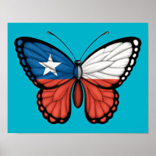 Póster Bandera chilena de la mariposa