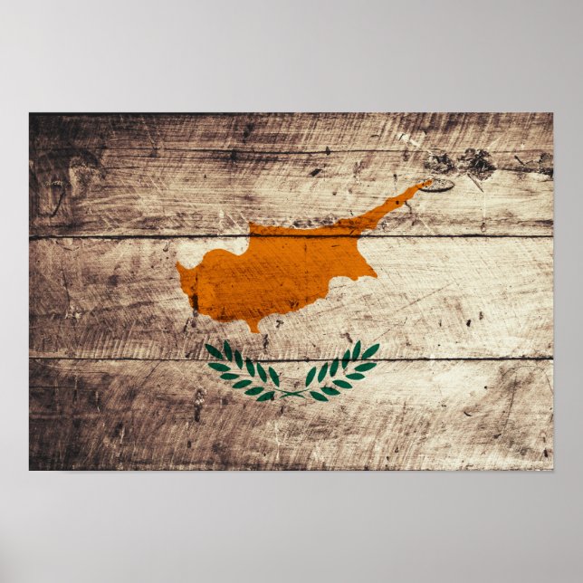 Póster Bandera chipriota de madera antigua (Frente)