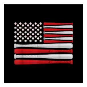 Póster Bandera clásica americana de béisbol - Béisbol vin