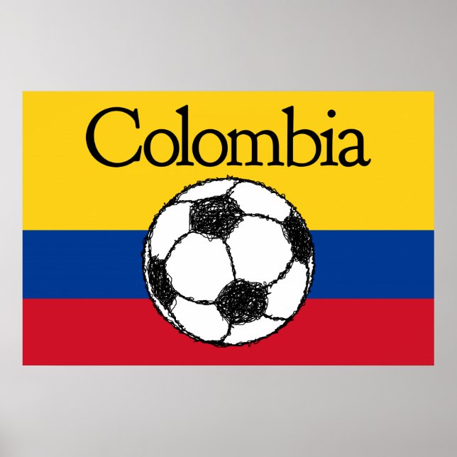 Póster Bandera colombiana con fútbol (Frente)
