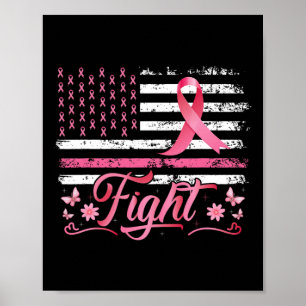 Póster Bandera Conciencia sobre el cáncer de mama Lucha c