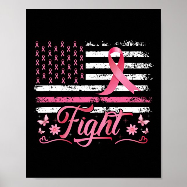 Póster Bandera Conciencia sobre el cáncer de mama Lucha c (Frente)