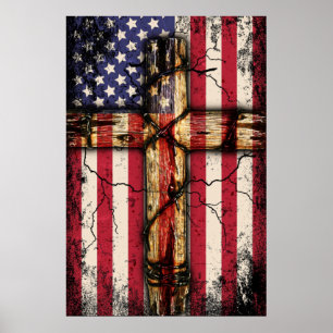 Póster Bandera cristiana de EEUU con problemas de cosecha