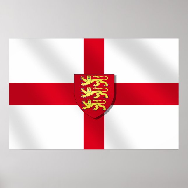 Póster Bandera cruzada de St. George Inglaterra 3 leones  (Frente)