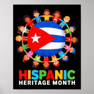 Póster Bandera Cubana Mes de la Herencia Hispana Cuba Niñ