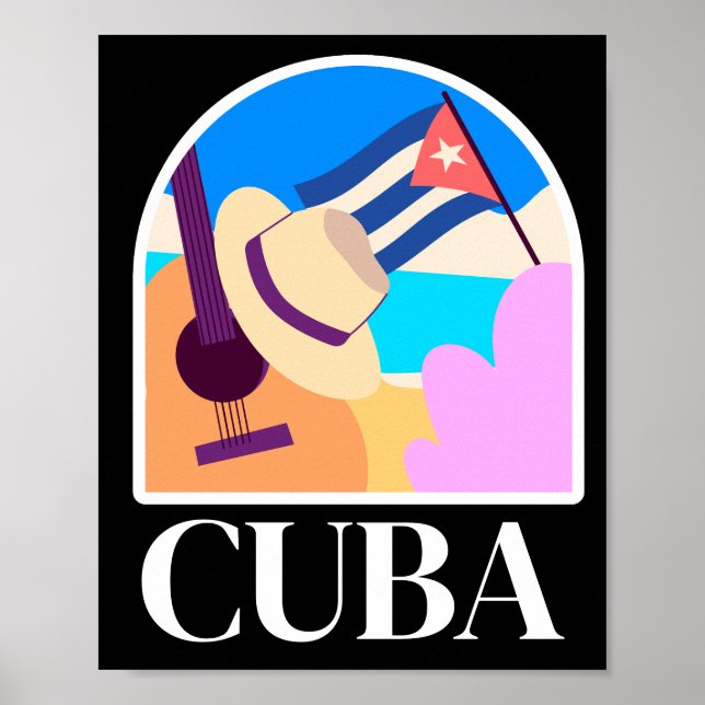 Póster Bandera cubana Salsa Vintage (Frente)