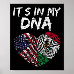 Póster Bandera de ADN EE. UU. Bandera estadounidense mexi