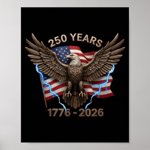 Póster Bandera de Águila 250 Años 1776-2026 Cumpleaños 25