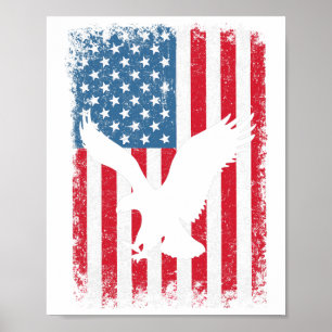 Póster Bandera de águila americana del 4 de julio Día de 
