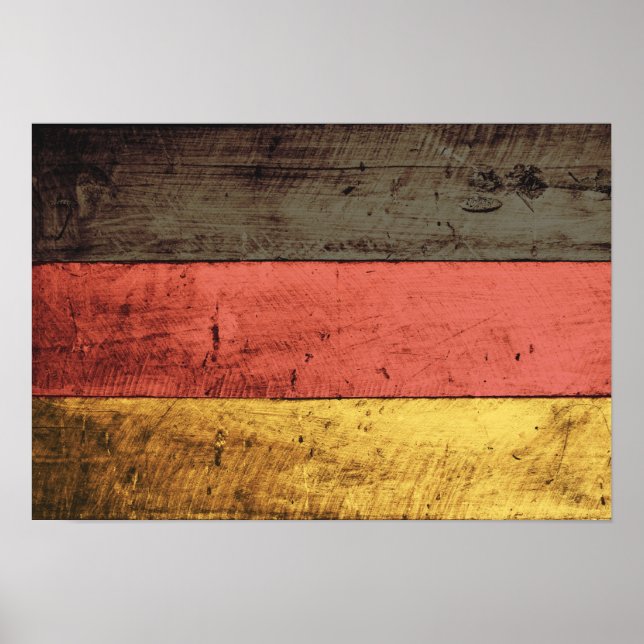 Póster Bandera de Alemania de madera antigua (Frente)