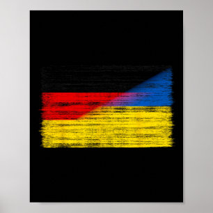 Póster Bandera de Alemania Ucrania Apoyo Alemán Ucraniano