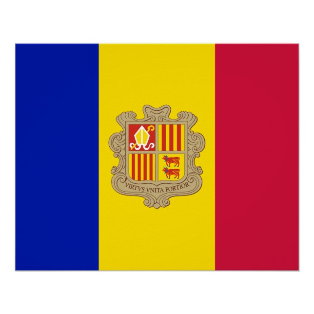 Póster Bandera de Andorra Patriótica (Anverso)