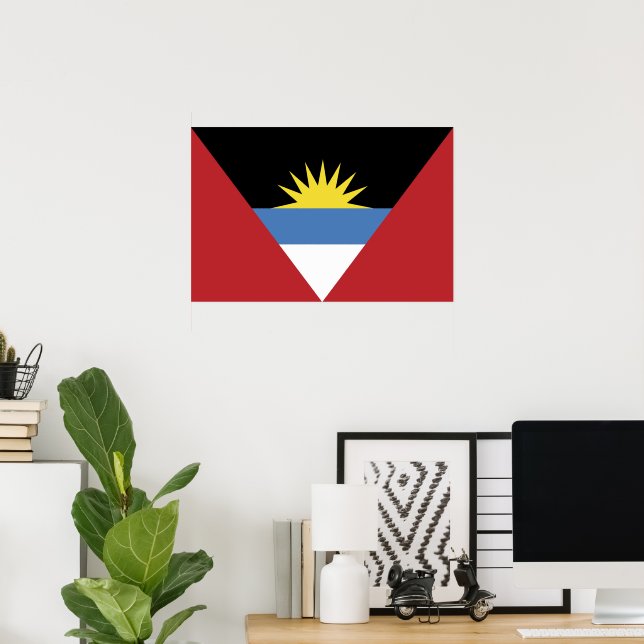 Póster Bandera de Antigua y Barbuda (Oficina en casa)