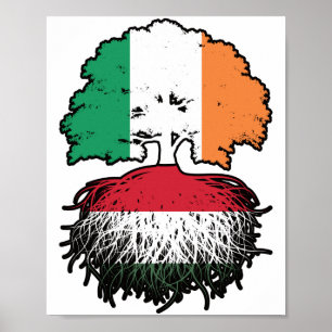 Póster Bandera de árboles de Hungría Hungría Irlanda irla