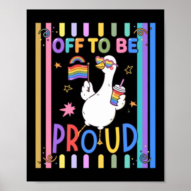 Póster Bandera de arcoíris de ganso orgulloso Diversión C (Frente)