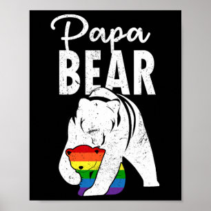Póster Bandera de arcoíris del orgullo gay del oso papá L
