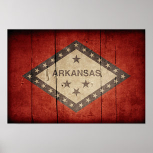 Póster Bandera de Arkansas Rugged