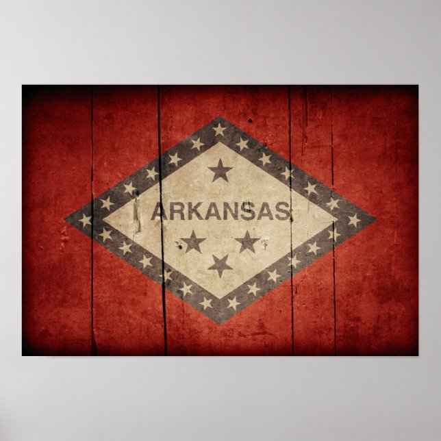 Póster Bandera de Arkansas Rugged (Frente)