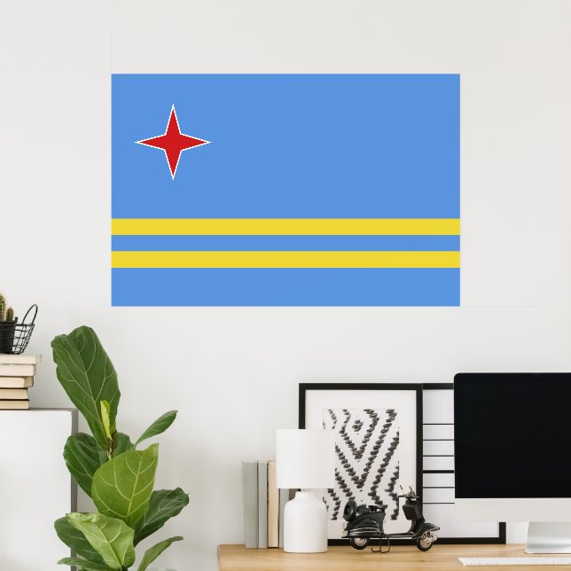 Póster Bandera de Aruba (Oficina en casa)