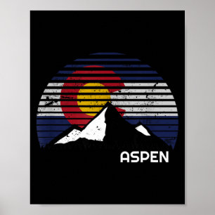 Póster Bandera de Aspen colorado - co bluebird día montañ
