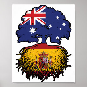 Póster Bandera de Australia Australiana Española de Españ