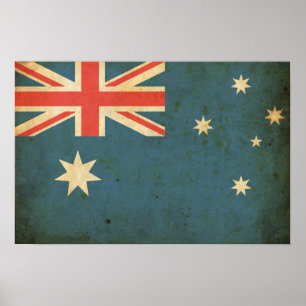 Póster Bandera de Australia del vintage