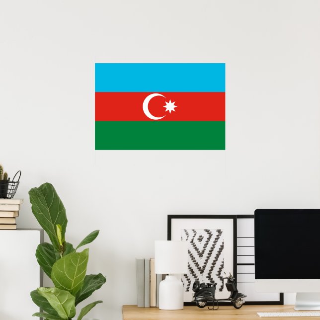 Póster Bandera de Azerbaiyán (Oficina en casa)