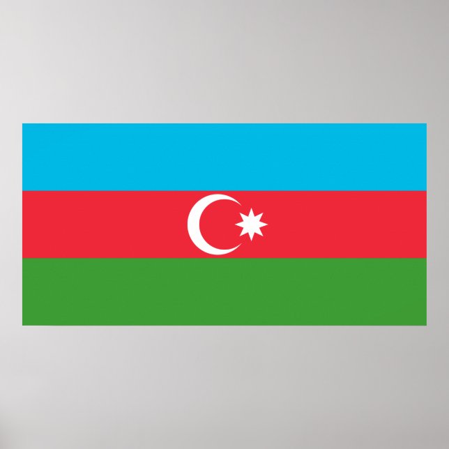 Póster Bandera de Azerbaiyán (Azerbaiyán) (Frente)