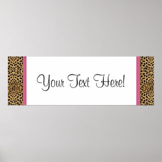 Póster Bandera de Baby Shower Leopardo Rosa