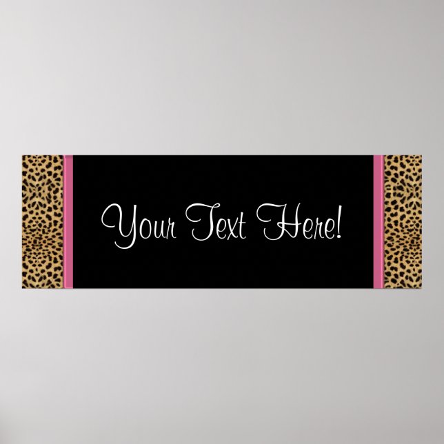 Póster Bandera de Baby Shower Leopardo Rosa (Frente)
