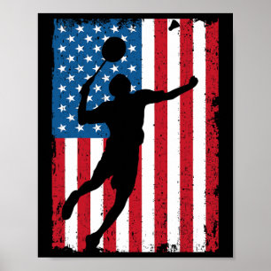 Póster Bandera De Badminton De Eeuu Bandera Deportiva De 