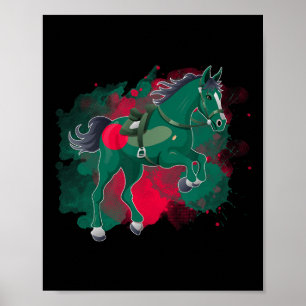 Póster Bandera de Bangladesh montada en caballo