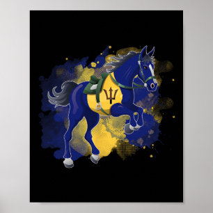 Póster Bandera de Barbados para montar a caballo